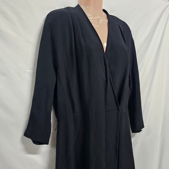 Lafayette 148 New York Crossover Dress Women Size 12 Black No belt included - Picture 2 of 11